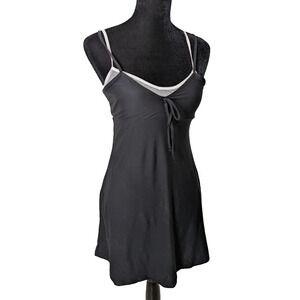 Mini Slip Dress Black with White Size Small